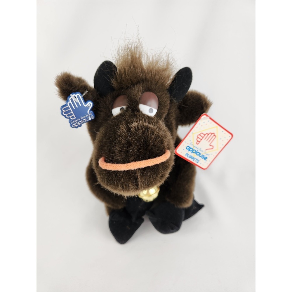 Ferdinand Bull Brown Cow Plush Hand Puppet Applause Tag Stuffed Animal Vintage
